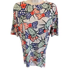 Lularoe Irma statue of liberty tunic dress size XXS EUC patriotic 4th of july ^